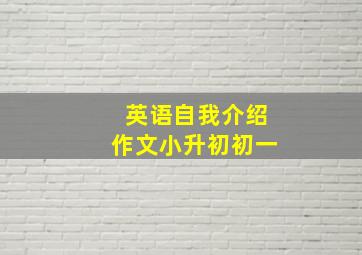 英语自我介绍作文小升初初一