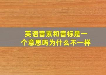 英语音素和音标是一个意思吗为什么不一样