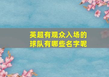 英超有观众入场的球队有哪些名字呢