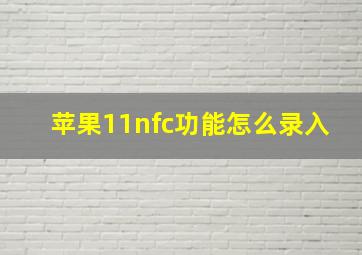 苹果11nfc功能怎么录入