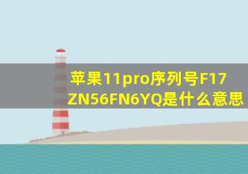 苹果11pro序列号F17ZN56FN6YQ是什么意思