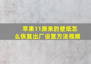 苹果11原来的壁纸怎么恢复出厂设置方法视频