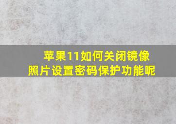 苹果11如何关闭镜像照片设置密码保护功能呢