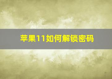 苹果11如何解锁密码