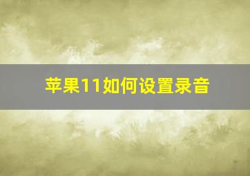 苹果11如何设置录音