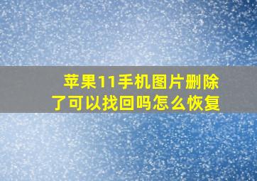 苹果11手机图片删除了可以找回吗怎么恢复