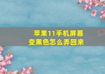 苹果11手机屏幕变黑色怎么弄回来