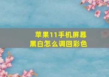 苹果11手机屏幕黑白怎么调回彩色