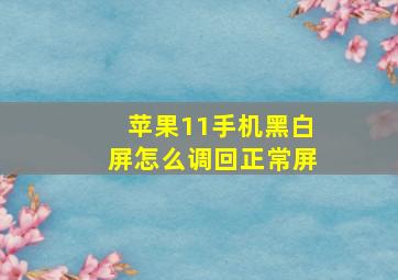 苹果11手机黑白屏怎么调回正常屏