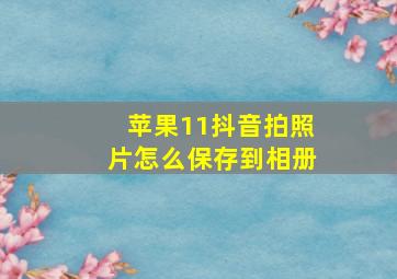 苹果11抖音拍照片怎么保存到相册