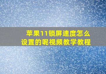 苹果11锁屏速度怎么设置的呢视频教学教程