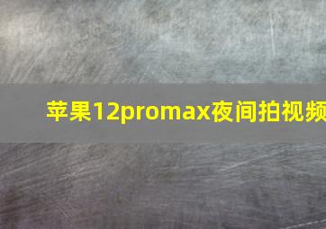 苹果12promax夜间拍视频