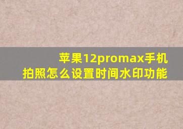 苹果12promax手机拍照怎么设置时间水印功能