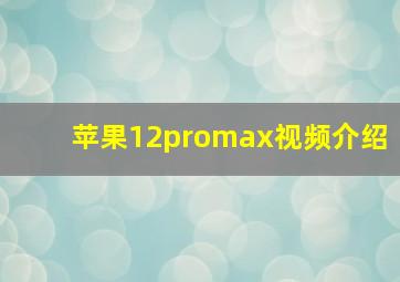 苹果12promax视频介绍