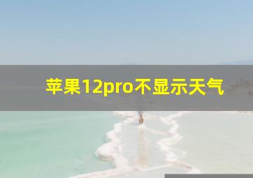 苹果12pro不显示天气