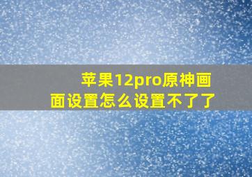 苹果12pro原神画面设置怎么设置不了了