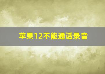 苹果12不能通话录音