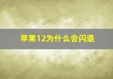 苹果12为什么会闪退