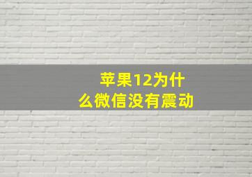 苹果12为什么微信没有震动