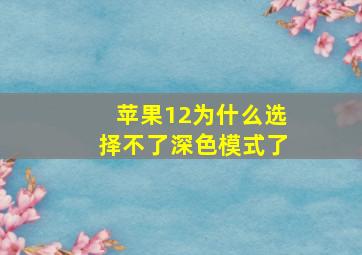 苹果12为什么选择不了深色模式了