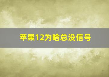 苹果12为啥总没信号