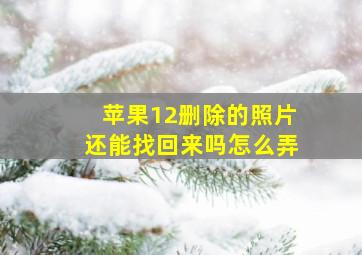 苹果12删除的照片还能找回来吗怎么弄