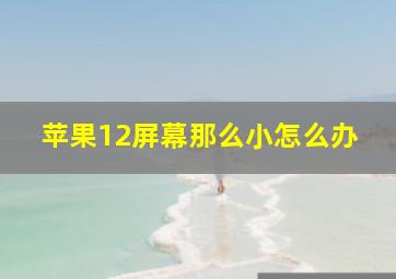 苹果12屏幕那么小怎么办