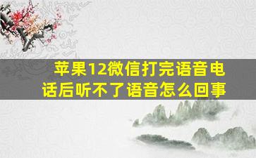 苹果12微信打完语音电话后听不了语音怎么回事