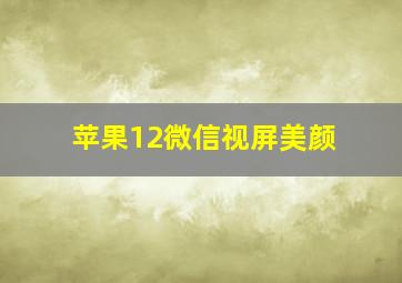 苹果12微信视屏美颜