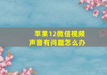 苹果12微信视频声音有问题怎么办