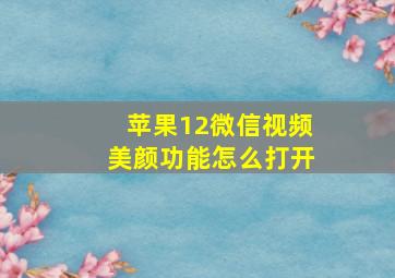 苹果12微信视频美颜功能怎么打开