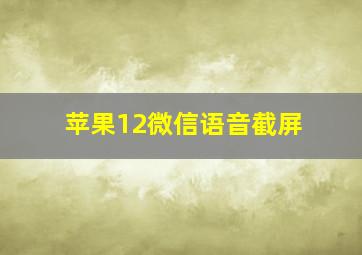 苹果12微信语音截屏