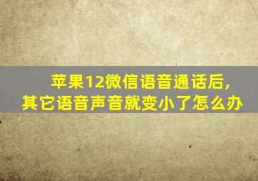 苹果12微信语音通话后,其它语音声音就变小了怎么办