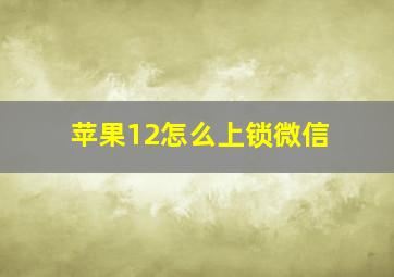 苹果12怎么上锁微信