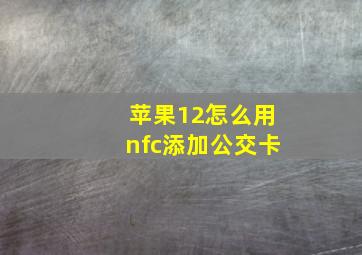 苹果12怎么用nfc添加公交卡