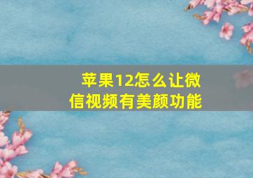 苹果12怎么让微信视频有美颜功能