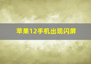 苹果12手机出现闪屏