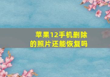 苹果12手机删除的照片还能恢复吗