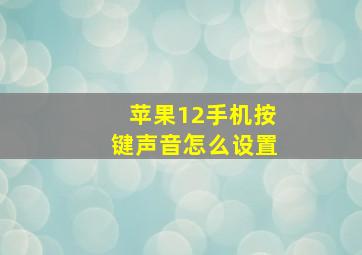 苹果12手机按键声音怎么设置