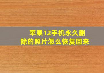 苹果12手机永久删除的照片怎么恢复回来