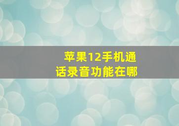 苹果12手机通话录音功能在哪