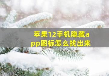 苹果12手机隐藏app图标怎么找出来