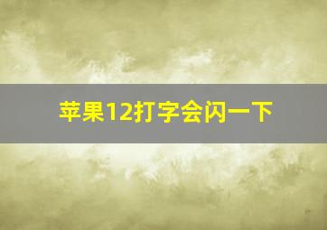 苹果12打字会闪一下