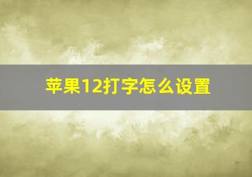 苹果12打字怎么设置