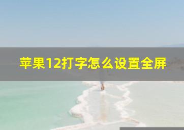 苹果12打字怎么设置全屏