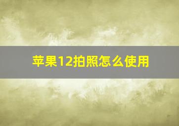 苹果12拍照怎么使用