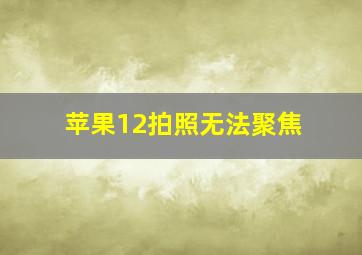 苹果12拍照无法聚焦