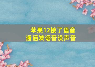 苹果12接了语音通话发语音没声音