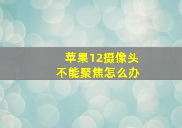 苹果12摄像头不能聚焦怎么办