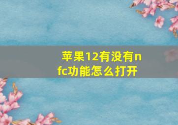 苹果12有没有nfc功能怎么打开